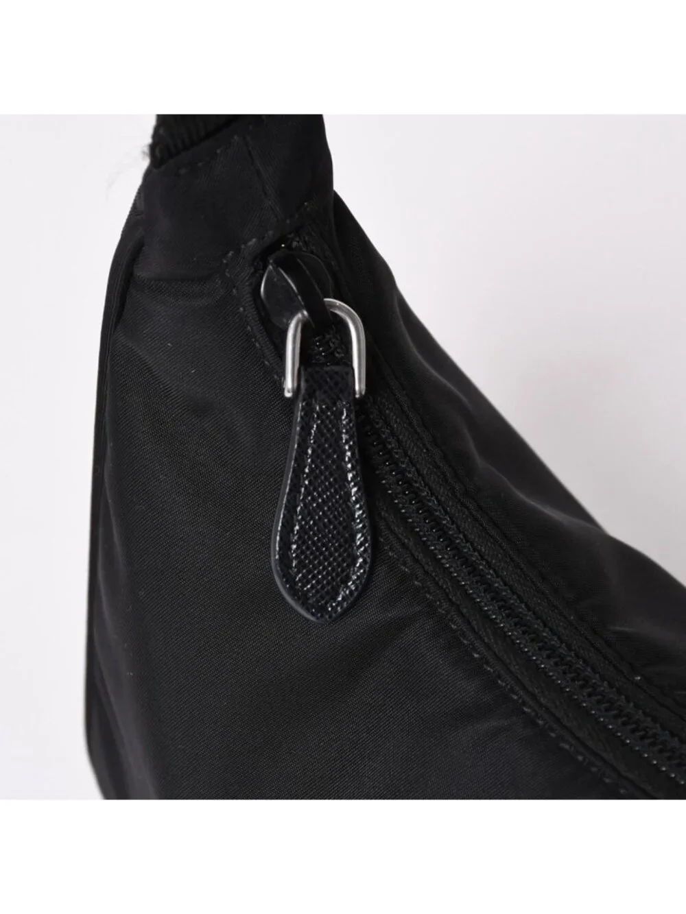 Prada Hobo Nylon Black Triangle Logo Silver
